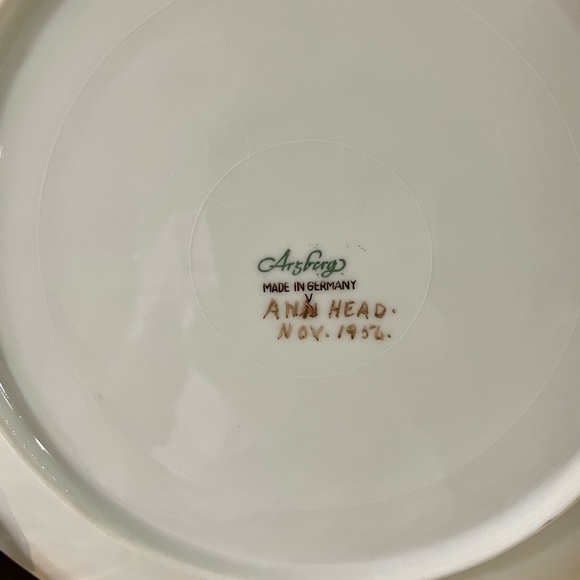 1956 Arzberg Germany Hand Painted 10” Porcelain Plate Floral Artist Signed - Picture 3 of 6